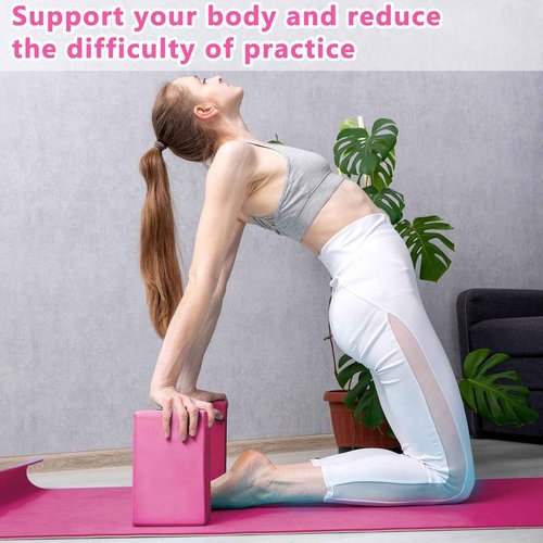20 Pcs Yoga Blocks 9''x6''x3'' High Density EVA Foam Bricks Yoga Foam Exercise Blocks Improve Strength Balance and Flexibility, Light Weight and Non-Slip Surface for Pilates Meditation (Rose Red)