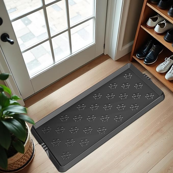 Azadx Heavy Duty Boot Tray Large Shoe Mat Tray for Entryway Multipurpose Shoe Trays for Entryway Indoor Mats Durable Waterproof Rubber Mud Mat Trays for Front Door Non Slip Shoes Mats 16x32 Inch