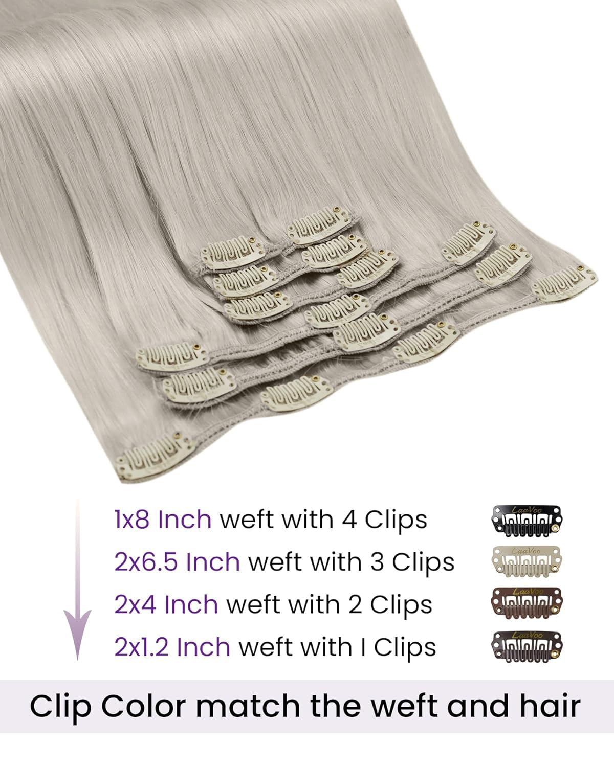 LaaVoo Clip in Hair Extensions Real Human Hair Blonde Hair Extensions Clip ins Platinum Blonde Human Hair Clip in Extension Blon