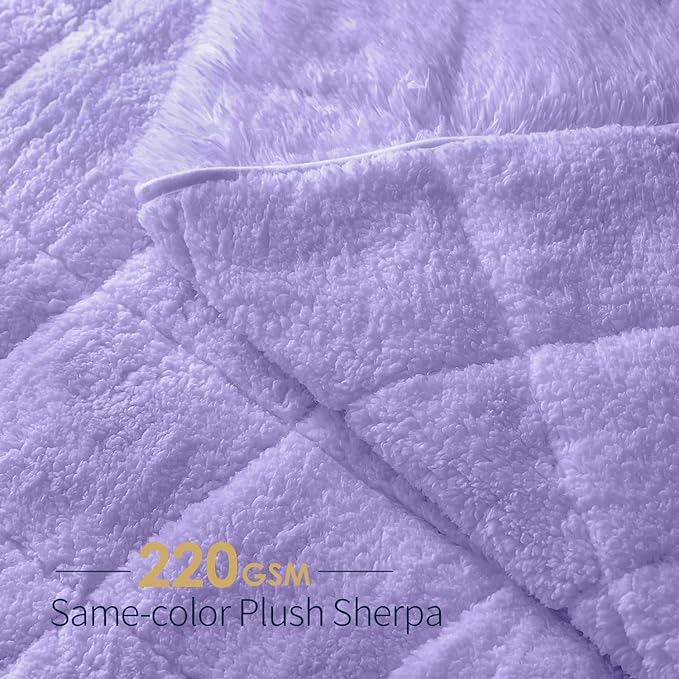 Mr. Sandman Shaggy Faux Fur Sherpa Weighted Blanket 15 lbs for Adult, Soft Luxury Fuzzy Long Fur Heavy Blanket Throw for Twin/Full Size Bed and Couch - 48"×72", Light Purple