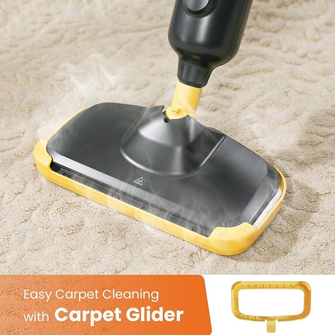 Sweetcrispy Steam Mop for Floor Cleaning,Lightweight Floor Steamer Cleaner for Hardwood/Tile/Laminate Floors Carpet, 2 Washable Pad, Black and Yellow