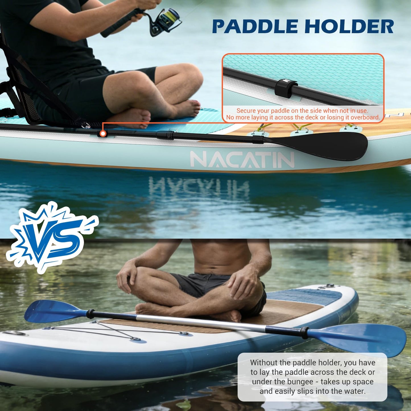 NACATIN Inflatable Stand Up Paddle Board for All Skill Levels, 10'6'' SUP Board for Adults with Non-Slip Deck, Full SUP Accessories & Kayak Seat, Great Stability for Lake, Ocean, Yoga & Fishing