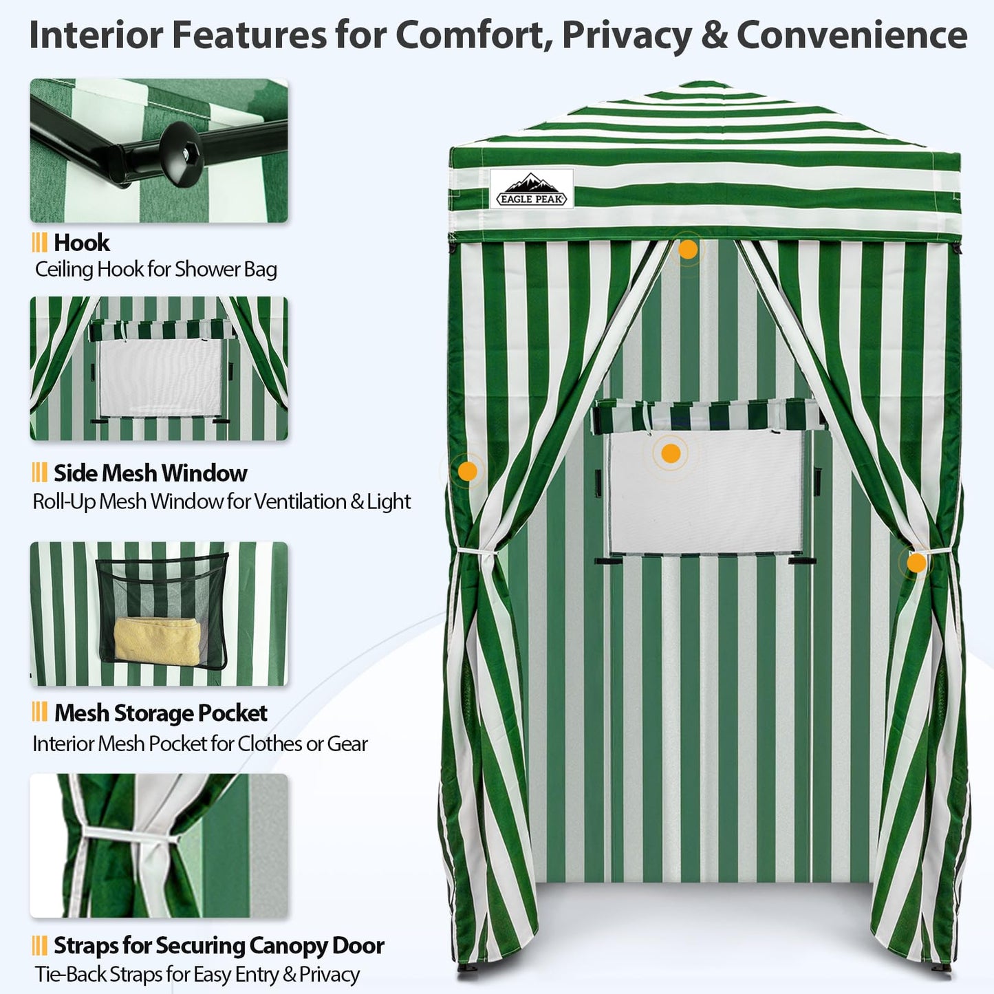 EAGLE PEAK Flex Ultra Compact 4x4 Pop-up Canopy, Sun Shelter, Changing Room, Portable Privacy Canopy Cabana for Pool, Fashion Photoshoots, or Camping, Green/White