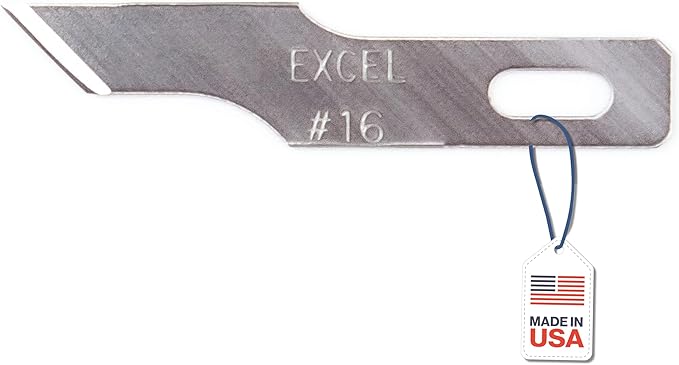 Excel Blades #16 Angled Stencil Edge Replacement Blades – 100-Pack High Carbon Steel Blades for Precision Cutting, Trimming Craft Knife – Professional & Hobby Knife - Made in USA