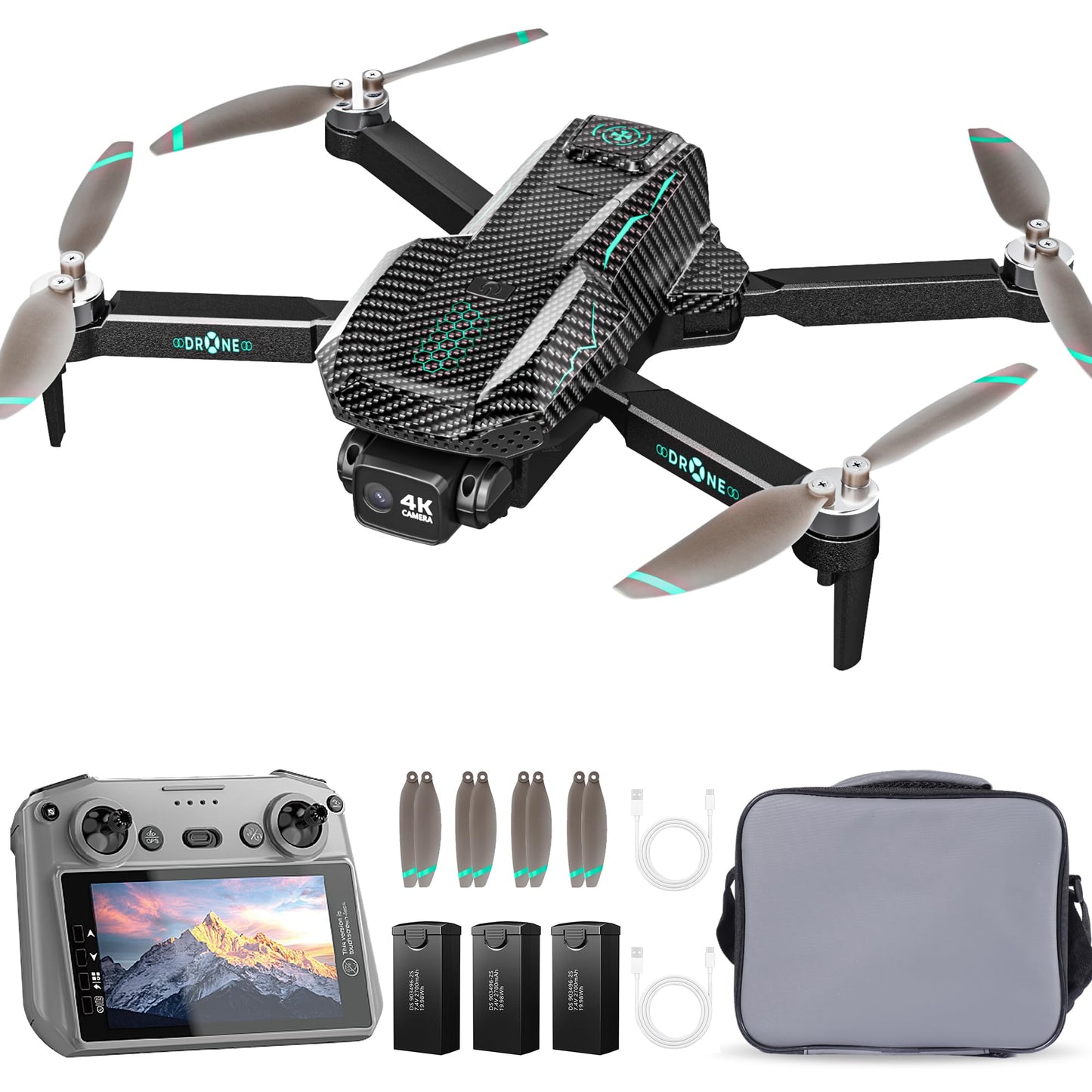 GPS Drone with 4K Camera for Adults, FPV RC Quadcopter, 90-min Flight Time, Auto Return, GPS Follow, Circle Fly, 5-inch LCD Tablet Screen, Brushless Motor, Lightweight Foldable Drone for Beginners