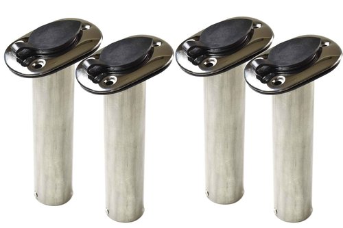 Vinland Marine Flush Mount Rod Holders for Boat, 304 Stainless Steel 15°, 30°, 90° Flush Mount Rod Holder, Gunwale Rod Holders, Gunnel Rod Holders for Boat, with Black Rod Holder Insert