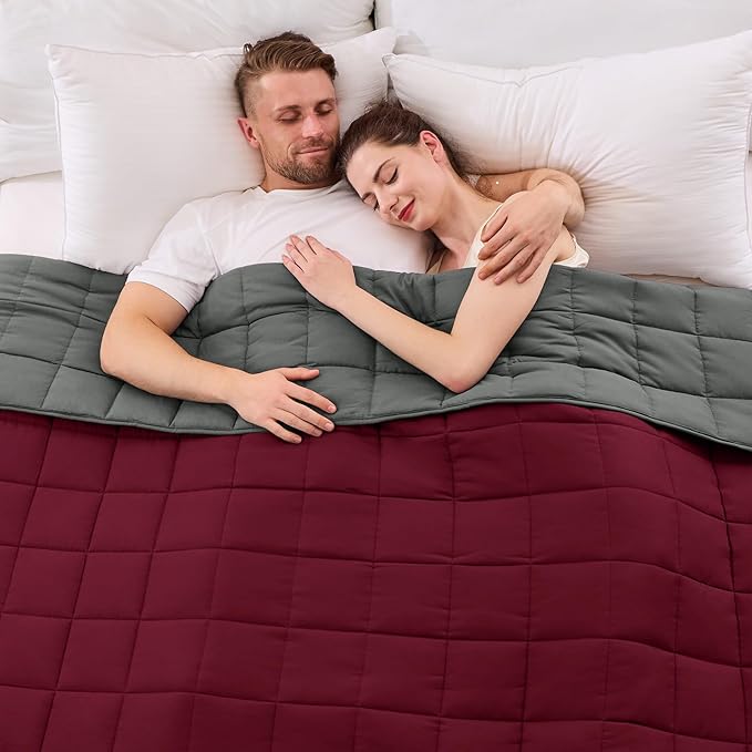 yescool Weighted Blanket for Adults (25 lbs, 88” x 104”, White) Cooling Heavy Blanket for Sleeping Perfect for 240-260 lbs, King Size Breathable Blanket with Premium Glass Bead