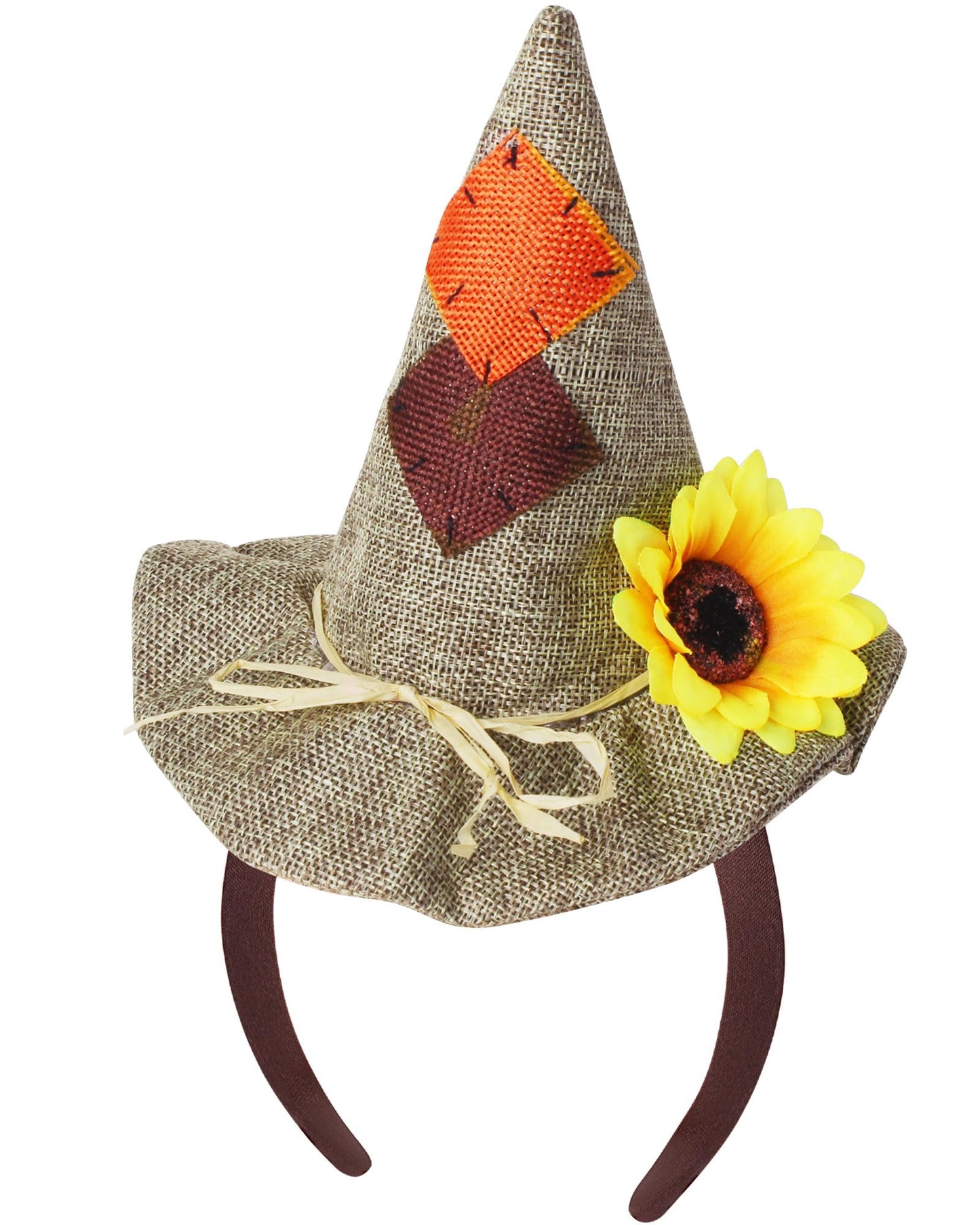 HEYFIZZ Scarecrow Hat Headband for Adults Kids,Small Scarecrow Costume Accessories for Women Halloween Cosplay,One Size