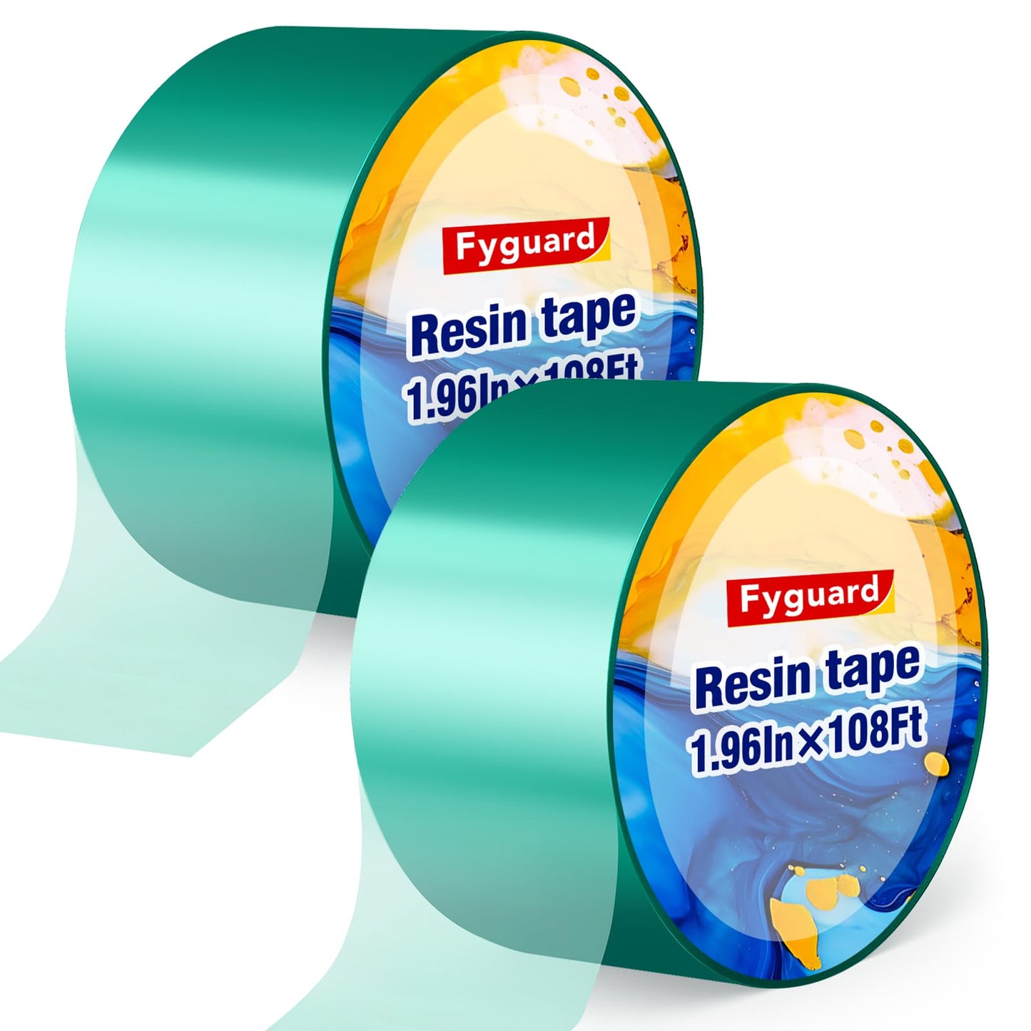 2 Rolls Resin Tape 2In×216Ft Total Epoxy Tape High Temperature Resistant 220℃, Epoxy Tapes for DIY Jewelry River Table Spray Painting Welding Electronic Heating, No Residue, 2Rolls×1.96In×108Ft