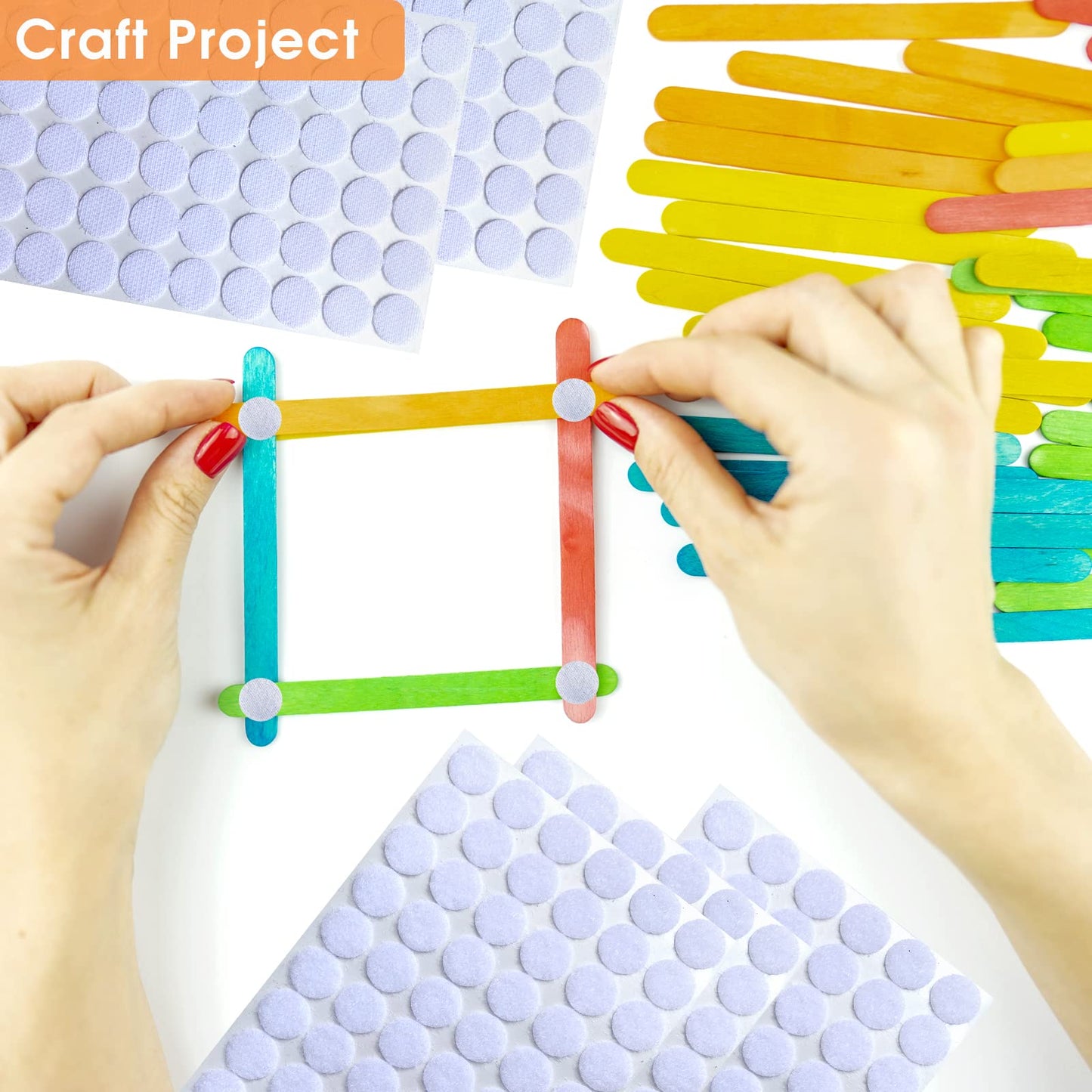 White Self Adhesive Dots for Classroom: 0.59" 1000Pcs Strong Sticky Back Round Hook Loop Circles - Removable Small Stickers for Arts Crafts School Organization