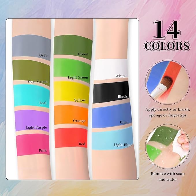 Light Purple Face Body Painting Stick, Full-coverage Cream Lavender Purple Face Paint for Halloween SFX Makeup Ursula Costume Party, Washable Bright Eye Stick Art for Adult Festival Carnival