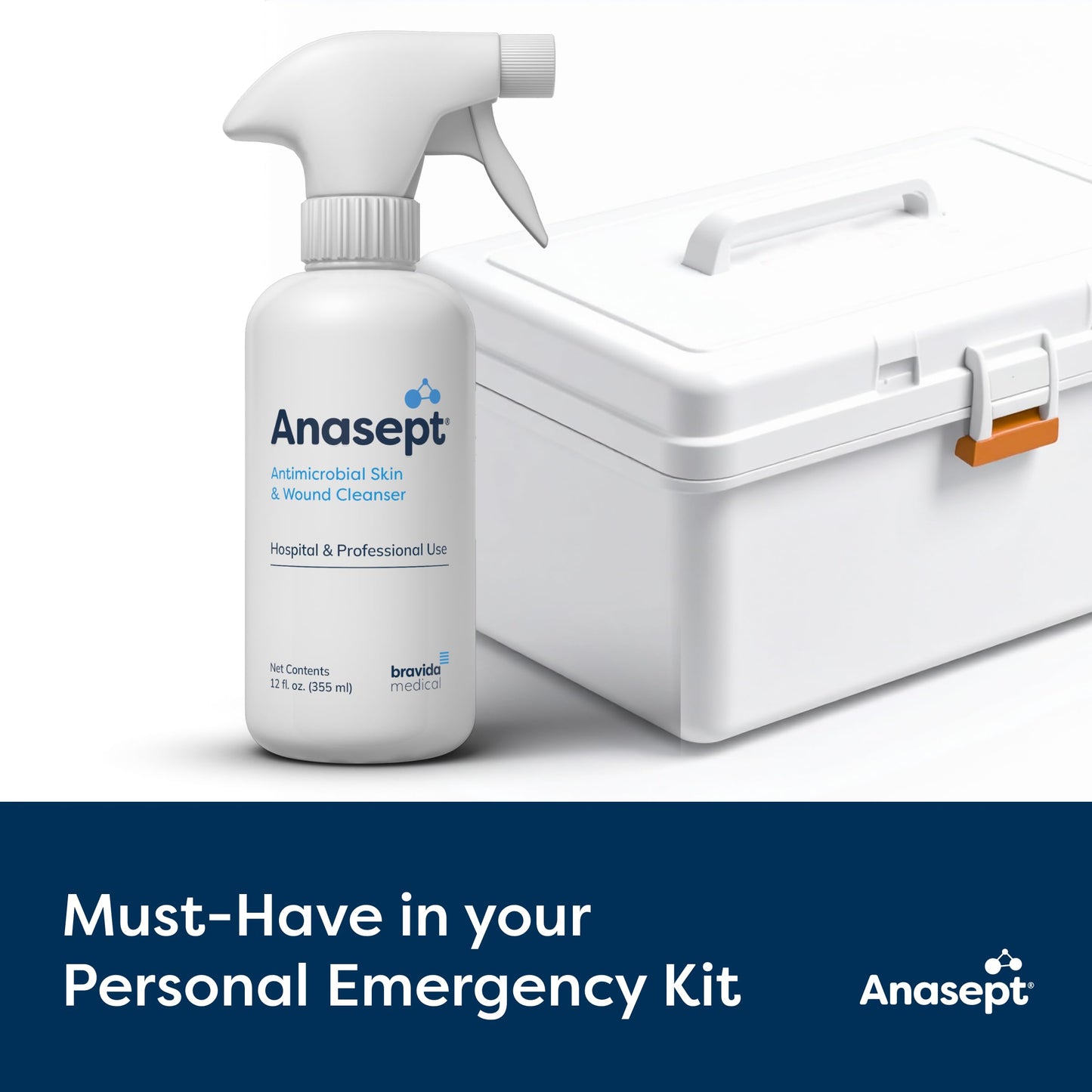 Anasept-Skin and Wound Cleanser, 12 oz. Bottle with Finger Sprayer, Wound Spray, Sterile Rinse, Healing Spray for Hospital and Professional Use