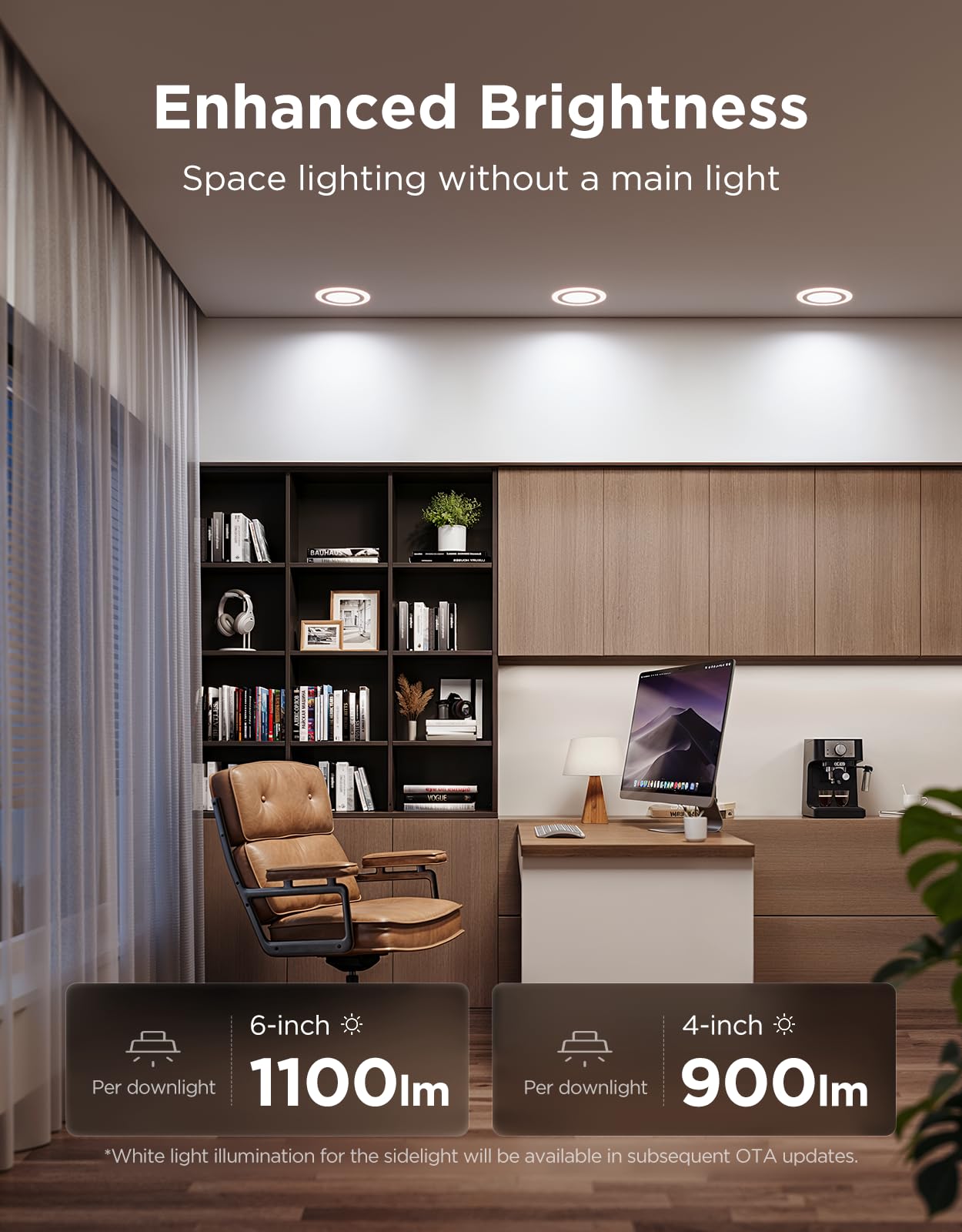 Govee Smart Recessed Lighting 6 Inch, Matter RGBIC LED Recessed Light Work with Alexa, Google Assistant, Dimmable 1100LM Canless Downlight with Junction Box for Living Room, Bedroom, Kitchen 4 Pack