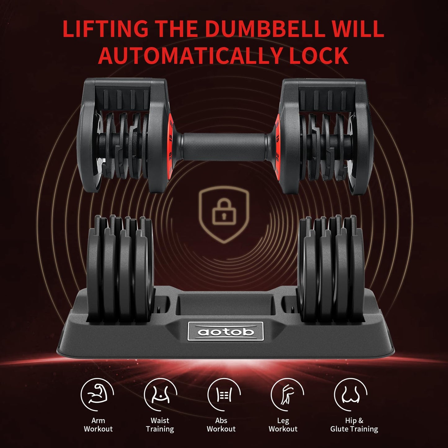 AOTOB 25 lbs (Pair) Adjustable Dumbbell Set, Dumbbells Adjusted Weight with Anti-Slip Fast Adjust Turning Handle, Dumbbel Sets Adjusting for Men and Women for Home Gym Exercise