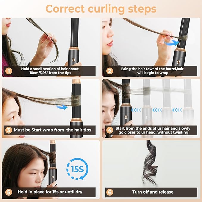 6 in ONE Hair Dryer Brush, Blow Dryer Curling Wand Hair Styling Tools Set, Ionic Hot Air Massage Oval Blowout Hair Dryer, Left&Right Hair Styler 100-120V