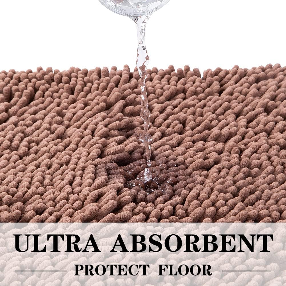 SONORO KATE Bathroom Rug,Non-Slip Bath Mat,Soft Cozy Shaggy Thick Bath Rugs for Bathroom,Plush Rugs for Bathtubs,Water Absorbent Rain Showers and Under The Sink (Taupe Brown, 32"×20")