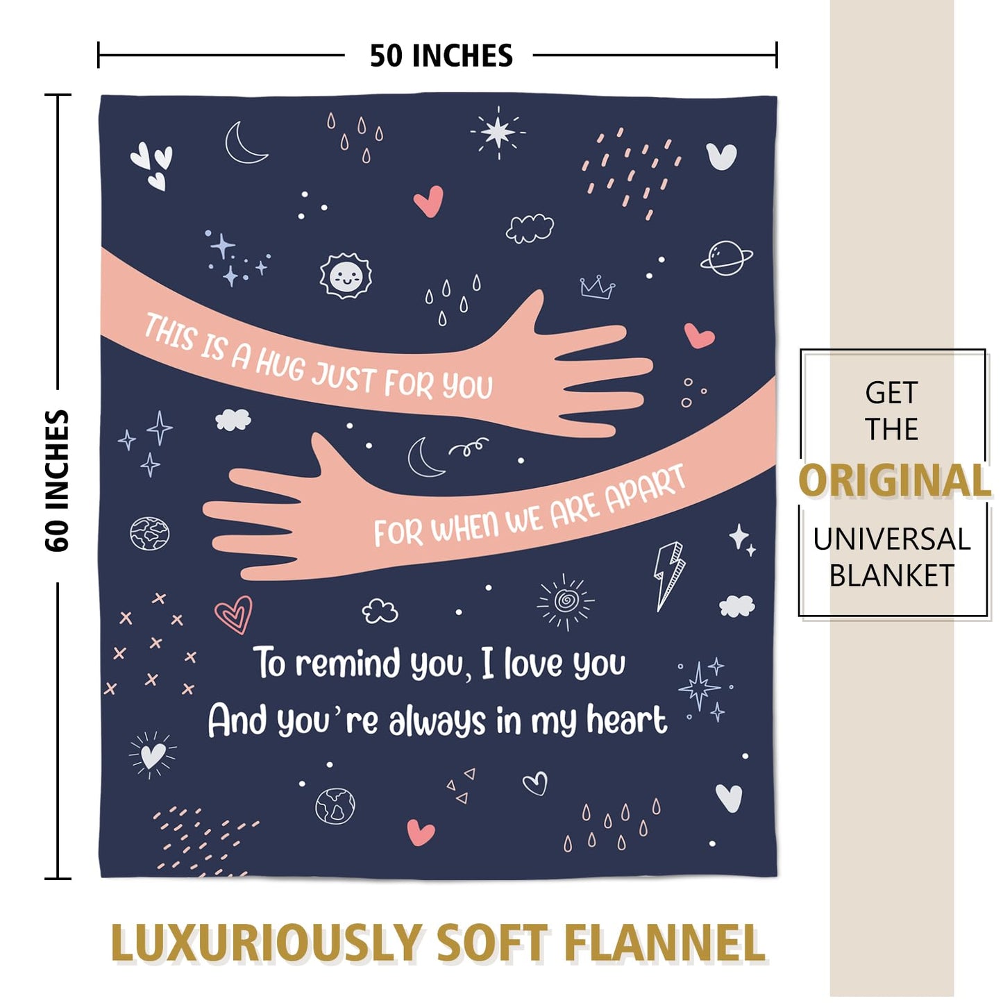 Craftique I Love You Gifts for Him Her - Soft Blanket with Love Hug - Long Distance Relationship Gifts, Anniversary/Birthday Gift for Boyfriend Girlfriend Friend