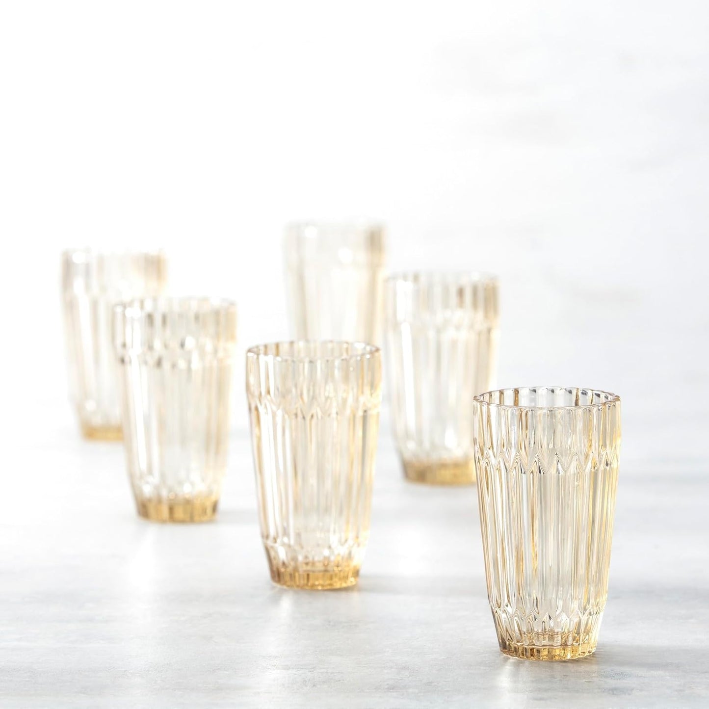 Fortessa Archie Glass Drinkware, Iced Beverage Glass (Set of 6), 15 Ounce, Ginger Gold