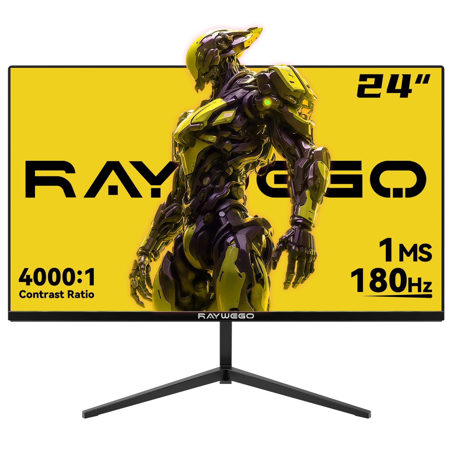 Raywego 24 inch Flat Gaming Monitor Full HD 1920x1080, 180Hz,1ms, Adaptive-Sync, Eye-Care Technology,HDMI, DisplayPort, HDMI*1/D