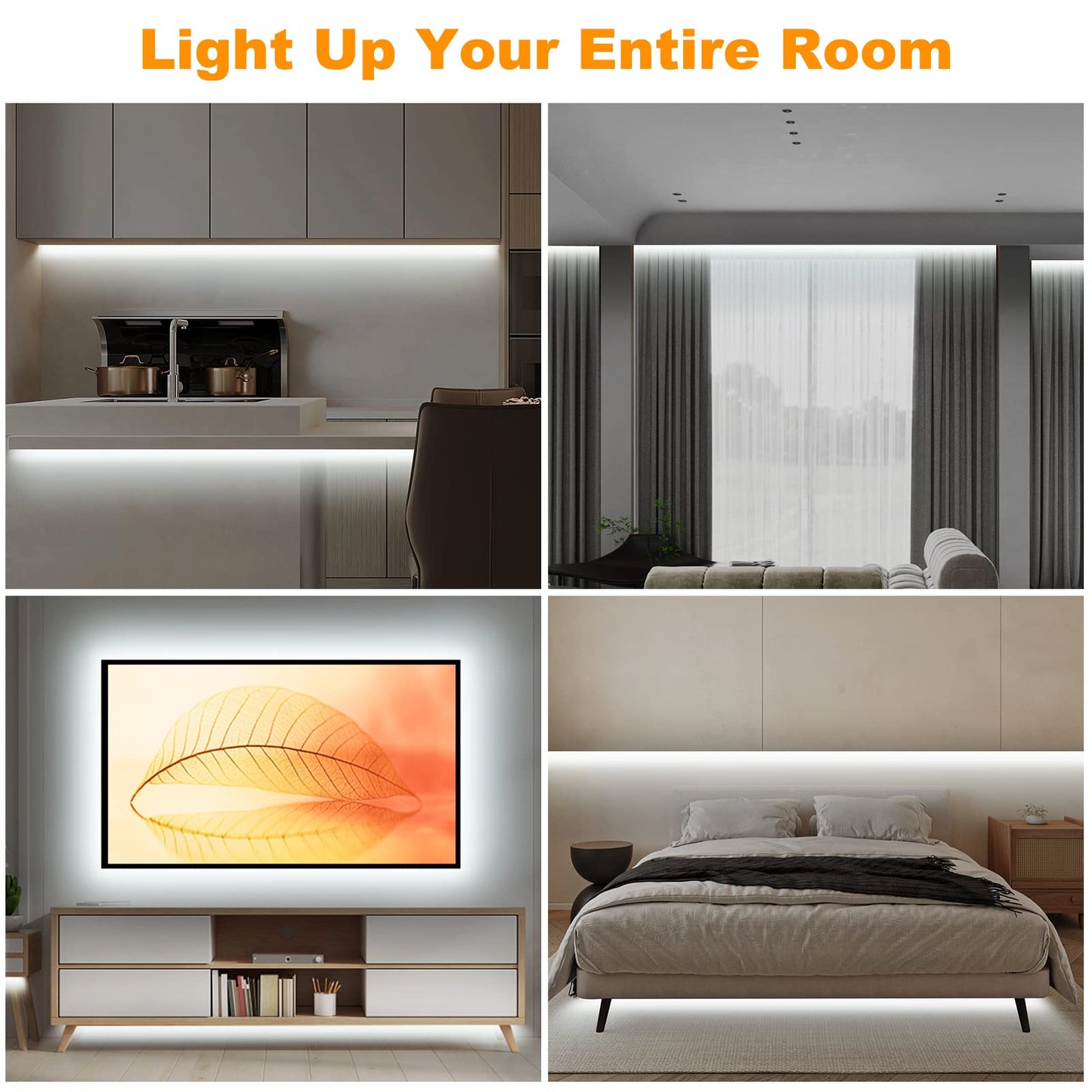 Tatazone Smart White COB Led Strip Light with App and Remote, 32.8ft 6500K WiFi Bright COB Light Strip Work with Alexa Google, Dimmable Indoor COB Strip Lights for Room, Cabinet, 2 Rolls of 16.4ft