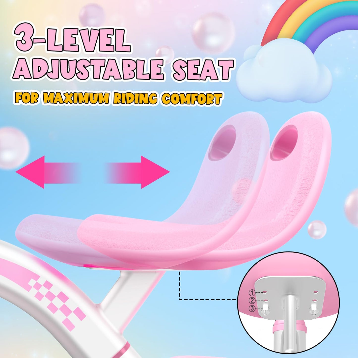Toddler Tricycle for 1-3 3-5 Year Olds, Toddler Toys Baby Bike, Toys for Ages 2-4, 3-Level Adjustable Seat, 3 Colorful Lighting Wheels, 2 3 4 5 Year Old Girl Birthday Gifts Pink
