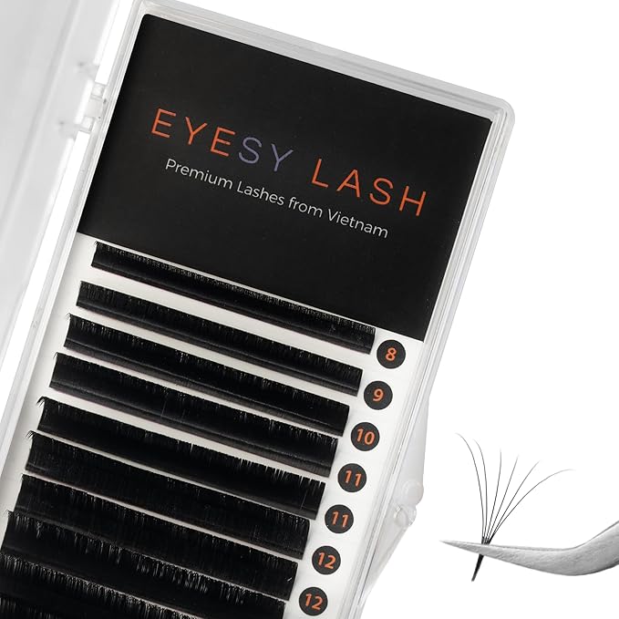 Eyesy Lash Cashmere Volume Eyelash Extensions Premium Individual Lashes - 0.07mm Thickness D Curl 8-16mm Mixed Tray - Super Soft Matte Black Single Eyelash Easy to Fan for Professional Salon Use
