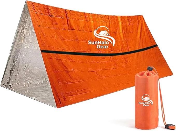 SunHalo Gear Emergency Survival Tent Shelter, 1 or 2 Person Emergency Tent with Emergency Whistle Emergency Shelter,Life T...