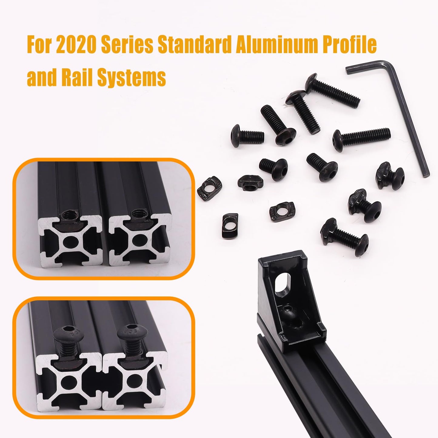 weideer 260PCS M5 T-Nuts Screws Assortment Kit,Compatible with Rail Mount,Replacement for M-Lok Nut Screw,M5 Nut and Bolt Assortment Sets for 2020 Series Standard Aluminum Profile