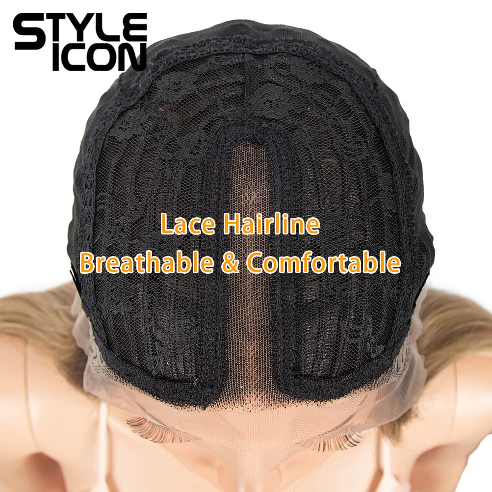 Style Icon 28 Lace Front Wigs Middle Part Lace Wig Long Straight Wig Synthetic Ombre BlondeWig(UPG Lace Wig, SOP22613)
