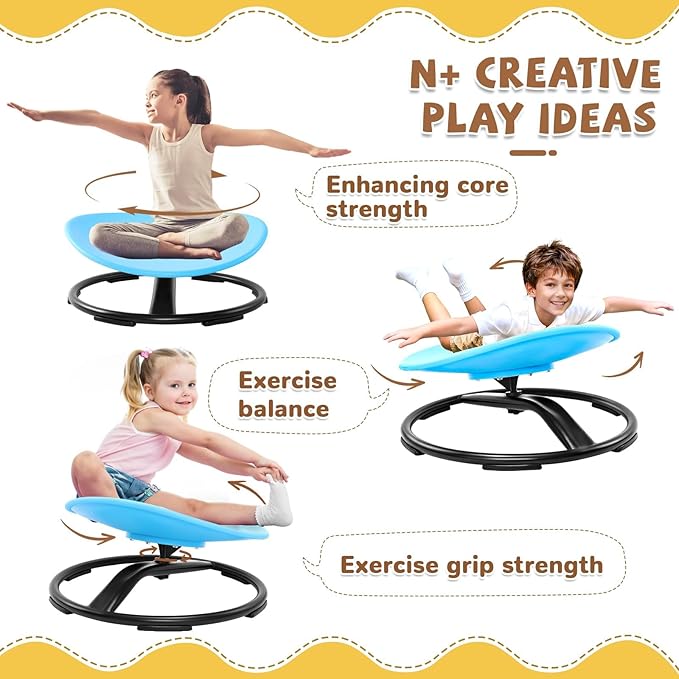 Zhenx Spinning Chair for Autistic Kids (Ages 3-18) - 220LBS Capacity Sensory Swivel Seat - Sensory Toy for Teens with ADHD/Autism - Sit and Spin Calming Gift to Improve Focus & Body Balance (Blue)