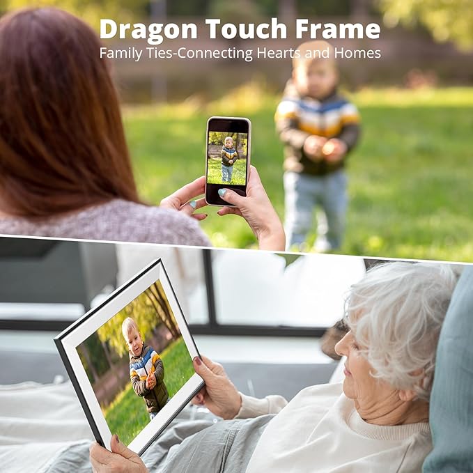 Dragon Touch 10.1'' WiFi Digital Picture Frame - HD IPS Touch Screen Digital Photo Frame Display, Auto-Rotate, Share Photos/Videos Instantly via Free App Best Gifts for Birthday, Wedding, Mom，2 Pack