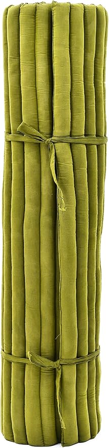 Leewadee - Foldable Floor Mattress - Japanese Roll Up Futon -Trifold Tatami Mat- Guest Floor Bed - Camping Mattress - Thai Massage Mat, Kapok Filled, 75 x 57 inches, Green