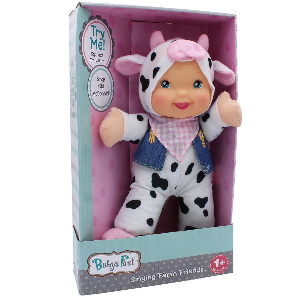 Baby's First 12" Farm Animal Friends Cow Soft & Cuddly Singing Musical Doll, Sings Old McDonald Had a Farm