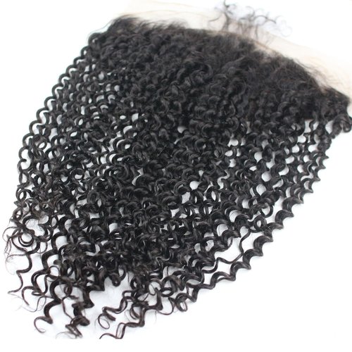 Kikzok Dreambeauty Transparent Lace 13x6" Lace Frontal Closure Kinky Curly Human Hair Pre-Plucked Natural Hairline with Baby Hair Natural Black (16 Inch)