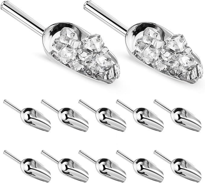 12 Pcs Premium Ice Scoop for Freezer, Multipurpose Metal Ice Scoop for Ice Machine - Stainless Steel Small Ice Scooper for...