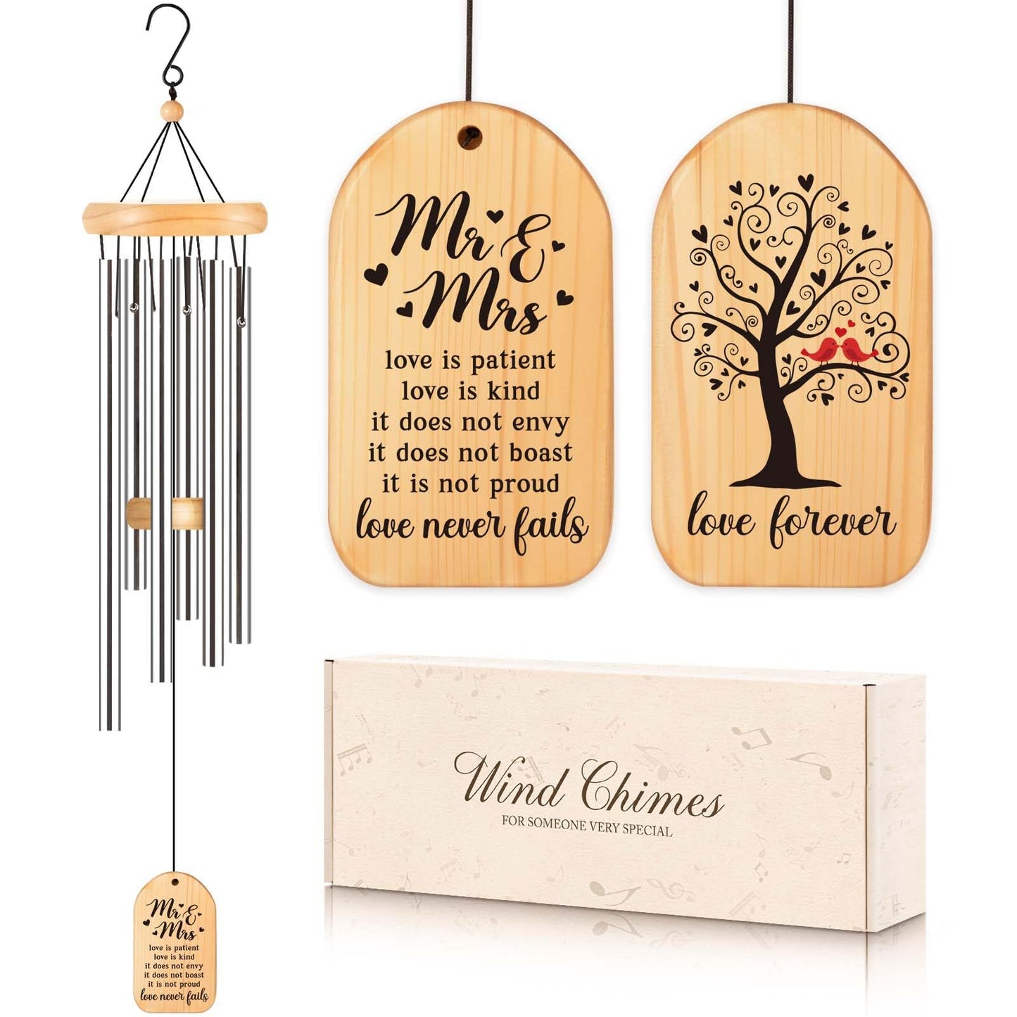 GiftChant Wedding Gifts for Couples 2025, 25.5inch Wind Chime for Bridal Shower Anniversary Engagement Valentines Day, Best Wedding Gifts for Bride and Groom Newlyweds, Sweet Mr and Ms Gift Keepsake
