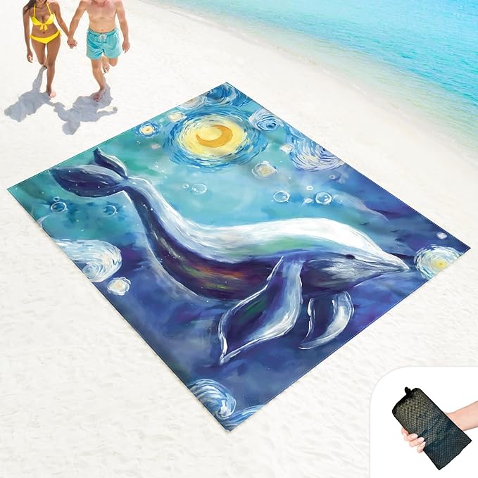 LkDiramio Beach Blanket Sand Proof Waterproof Oversized 100" x 80" Sand Free Mat with Corner Pockets and Mesh Bag for Outd...