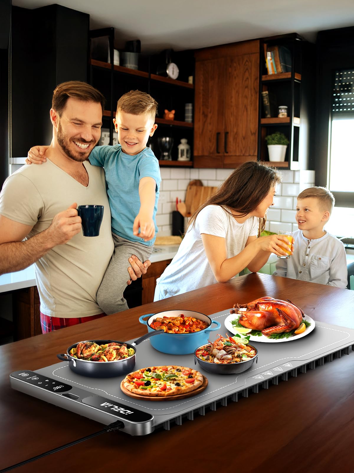 Food Warming Mat Electric Heating - Portable Silicone Warming Tray with 7 Temperature Settings and 8 Hours Timer for Party Buffet Home Travel Kitchen (23.6"x15",Gray)