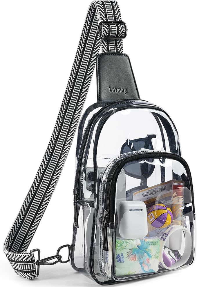 LATMAP Clear Bag for Stadium Events, Clear Purse for Women Stadium Crossbody Bag, Transparent Bag for Concerts Sports