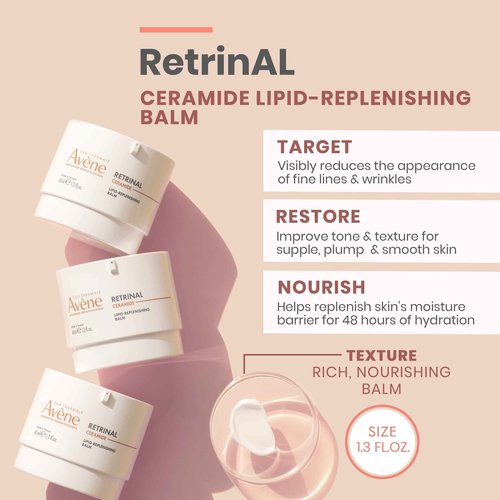 Avène RetrinAL Ceramide Lipid-Replenishing Balm - Bakuchiol, Niacinamide, Ceramide Complex - Nourishes Skin & Helps Reduce Visible Wrinkles - 1.3 Fl Oz