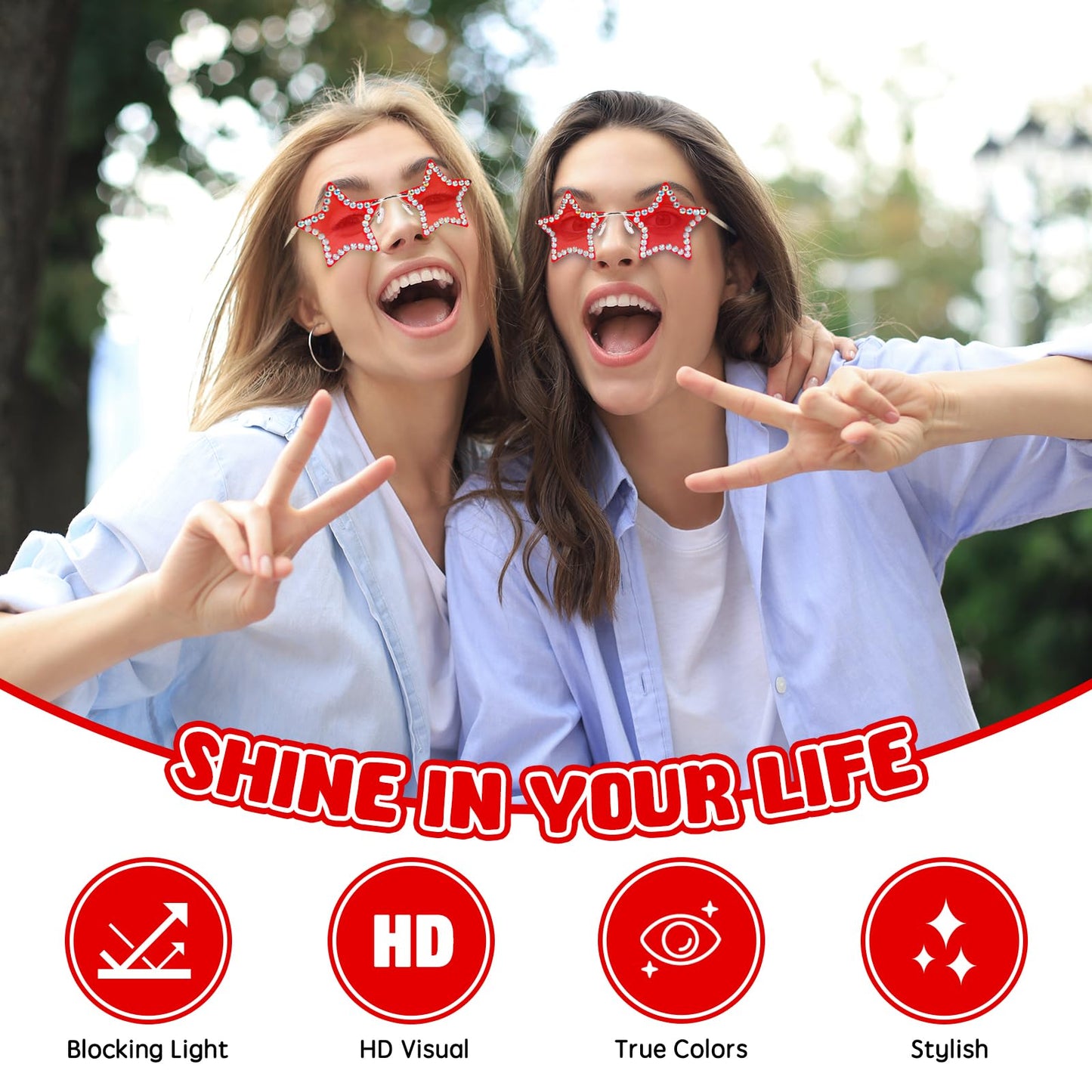 Klfoho Rimless Star Shape Sunglasses Fashion Glasses Women Men Party Christmas Cosplay Glasses Pentagram Sunglasses