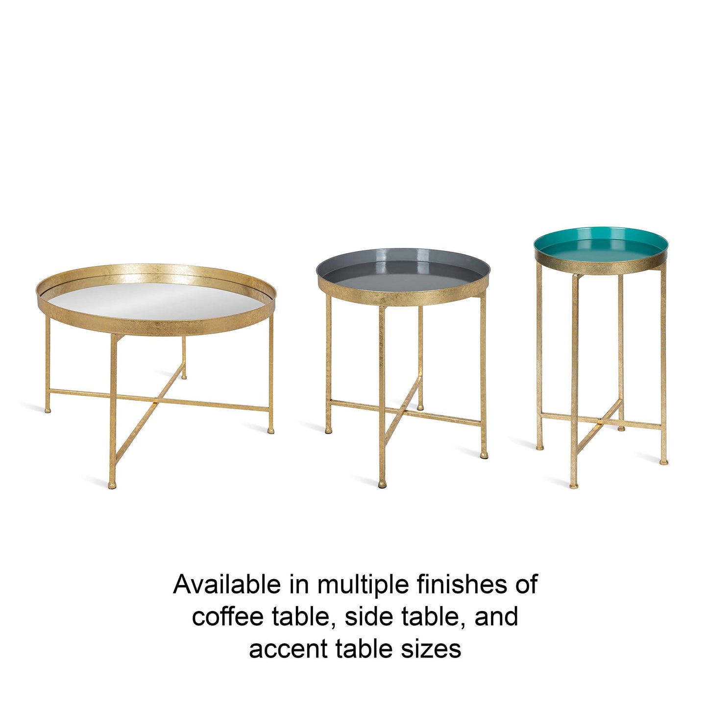 Kate and Laurel Celia Modern Glam Round Coffee Table, 28.25" x 28.25" x 19", Navy Blue and Gold Leaf, Chic Sophisticated Accent Table