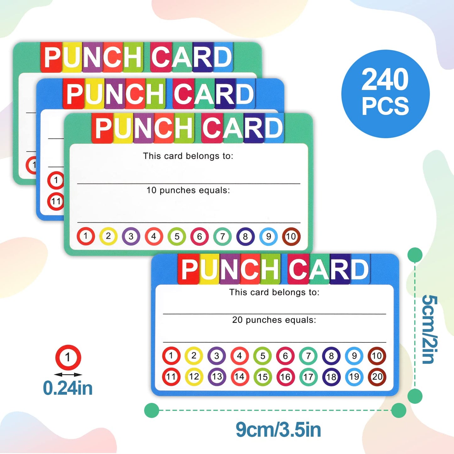Punch Cards for Classroom, 240 Pack Kids Behavior Reward Punch Cards, Incentive Punch Card for kids, Business, Students, Teachers, 2 Styles