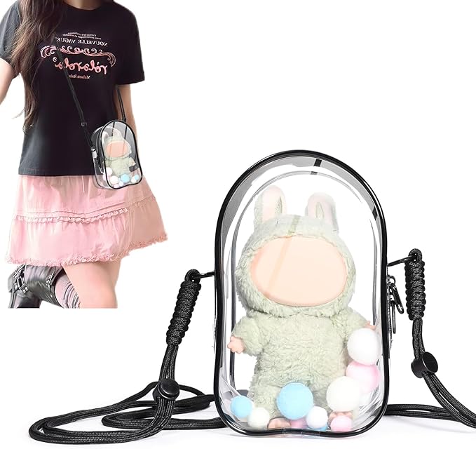 AICase Protective Case for Labubu Plush Doll,Clear Bag for Stadium Events Crossbody Doll Bag Accessories Stadium Approved ...