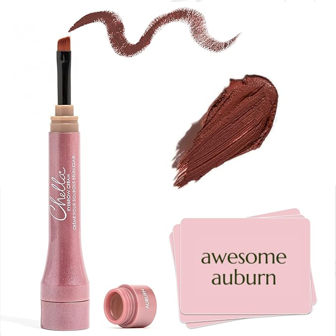 Chella Eyebrow Cream, Awesome Auburn - Vegan, Cruelty Free, Paraben Free, Gluten Free Eyebrow Pomade Makeup - Long Wearing, Velvet Consistency, Water Proof