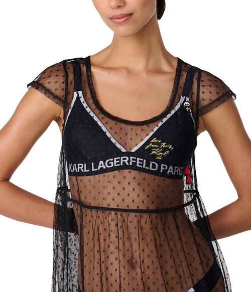 Karl Lagerfeld Paris Women's Standard Swim Coverup, Black, Large