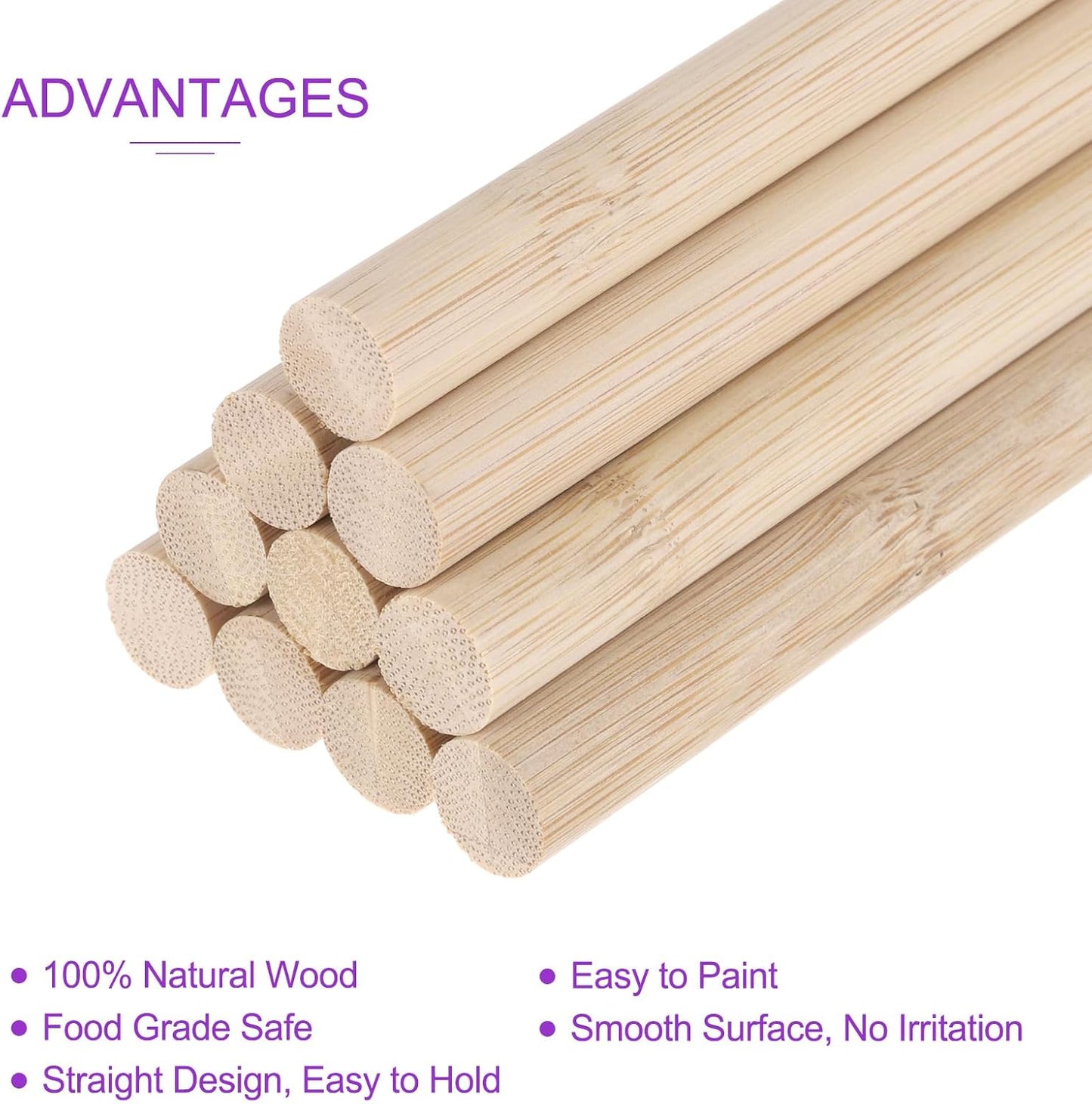 DMiotech 50 Pack 1/2" x 36" Wooden Dowel Rods Unfinished Natural Sticks Wood Craft Sticks for Home Decor Projects and Making DIY Craft,Wood Color