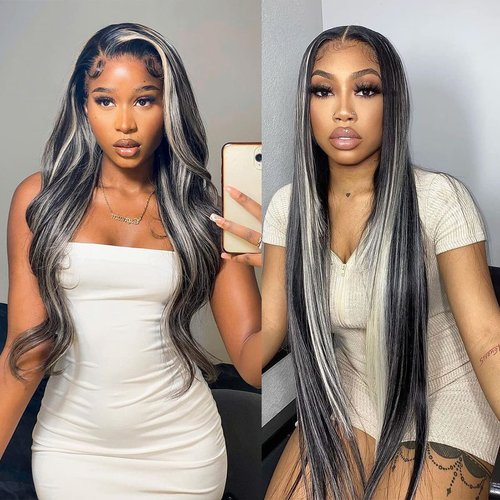 Habiliana Bundles Human Hair 20 22 24 Inch Body Wave P1B/GREY Human Hair Bundles 11A Unprocessed Brazilian Virgin Quick Weave Hair Extensions for Black Women