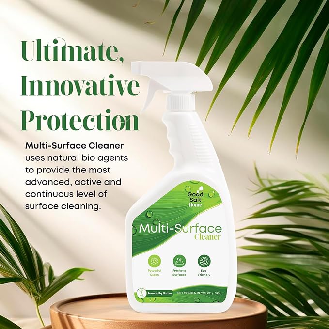 Good Salt Home Multi-Surface Cleaner, Everyday Surface Spray for Home and Workspaces, Continuous Cleaning Action, Made in the USA, 32 Ounce Bottle, 2-Pack