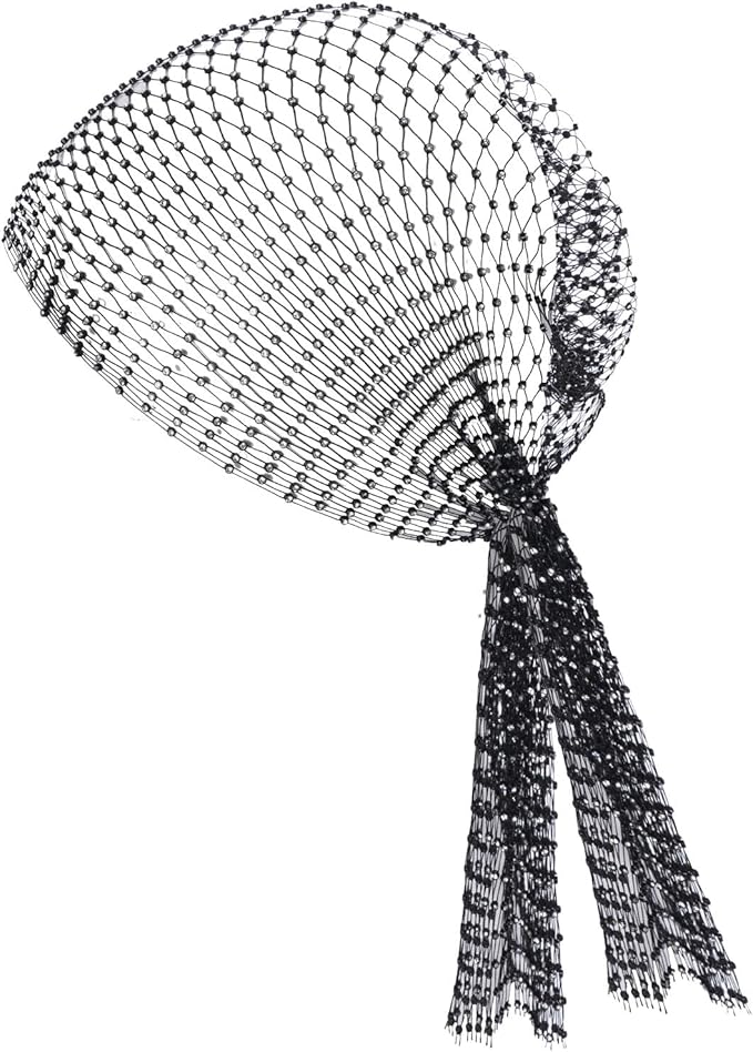 hoyuwak Rhinestone Mesh Headband Head Wrap Head Scarf Hair Scarf Turban Headpiece for Women Hair Styling Holiday Rave Hippie